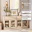Armoire d'appoint moderne avec 4 portes en verre et tiroir, commode d'appoint multifonctionnelle avec grand rangement et tablette réglable-470345746