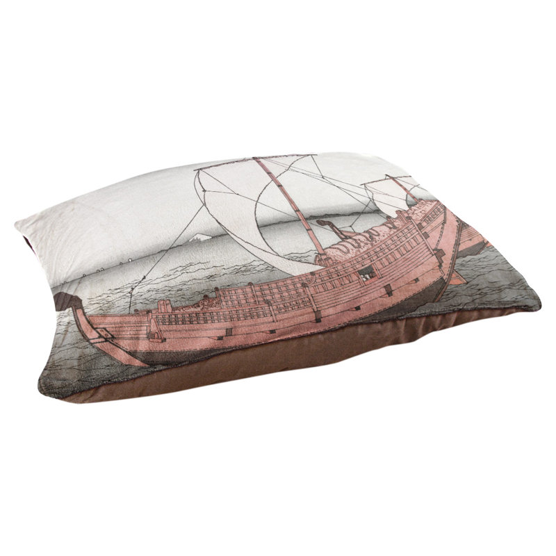 Coussin pour chien kazusa sea route Burkart, Grand (l 52 po x P 42 po x H 7,1 po), Gris / saumon