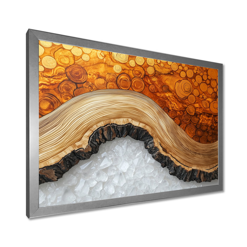 Or de la rivière North Amber I - forêt, art mural, H 34 po x l 44 po, Cadre simple, Argent argent