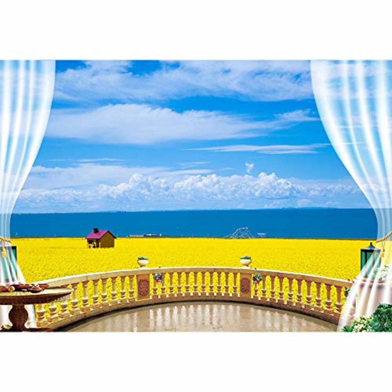 Murale vue naturelle de faux balcon, L 66 po x l 96 po