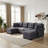 112" Pet-Friendly Sectional Sofa With Reversible Chaise & Ottoman, Cat-Proof Chenille Fabric, 2 Pillows-116650388