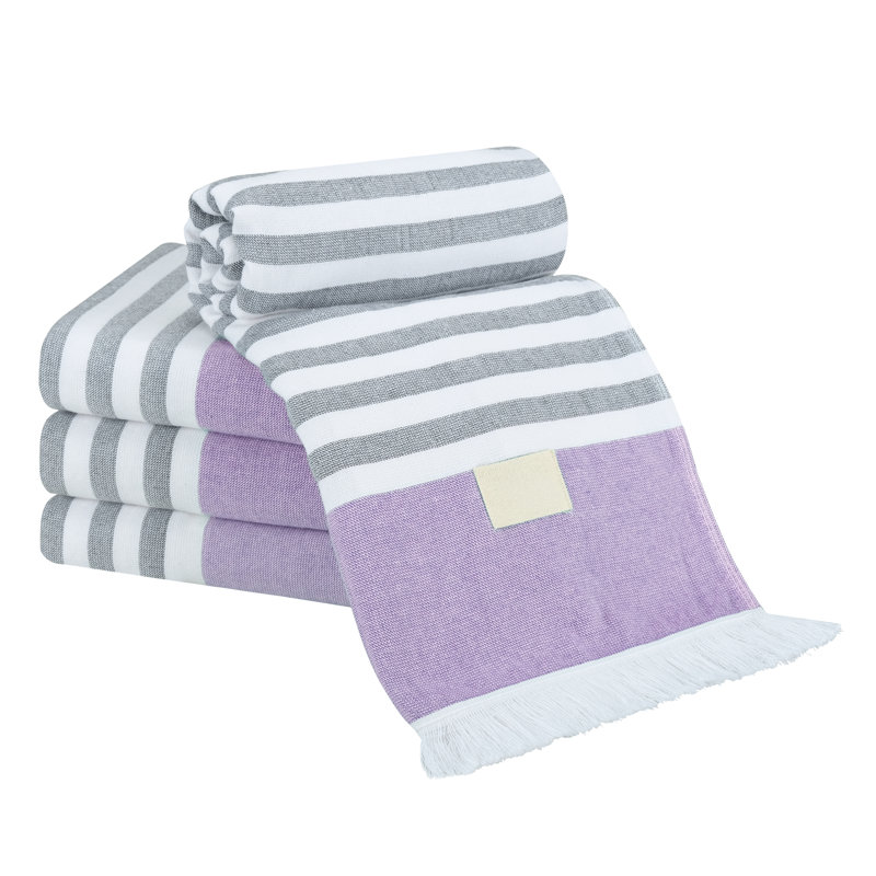Serviettes de plage 100% coton 35 x 60 po Peshtemal, Mauve, 4 pièces