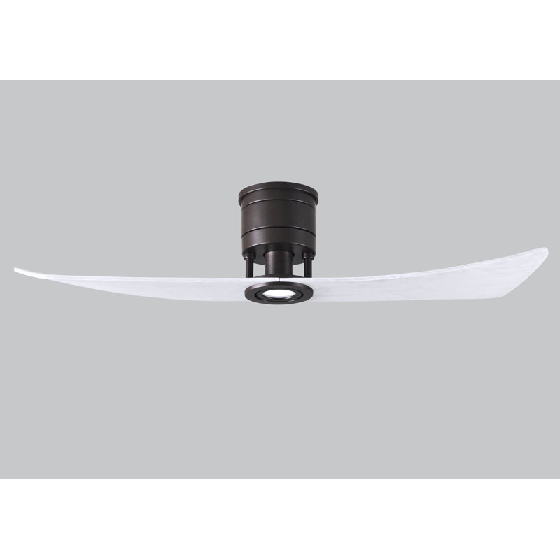 Lindsay LED Flush Mount Ceiling Fan, Textured Bronze, Matte White