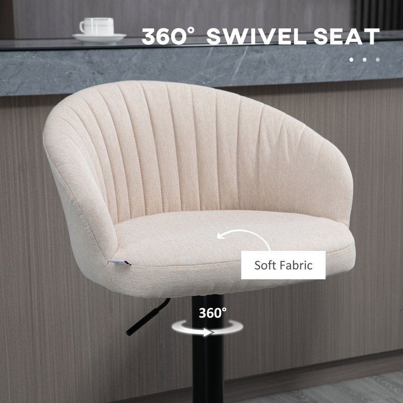 Adjustable Swivel Bar Stools Set of 2, Counter to Bar Stools with 360° Rotation and Linen Fabric