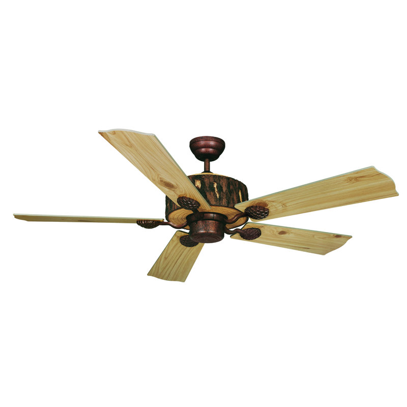 Polston 52 in. Weathered Patina Indoor Rod Mount Rustic Ceiling Fan with Reversible Washed Oak-Pine Blades, Pull Chain Included, 3 Speeds, Light Kit Adaptable, AC Motor