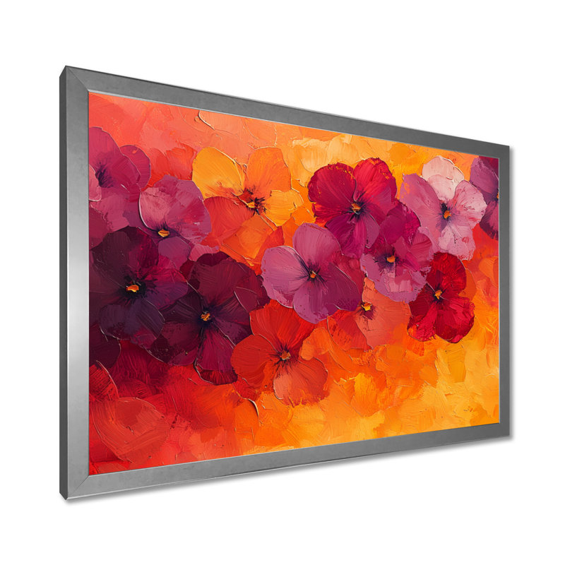 Johannsen, «Autumn Dance Of The Sunset Poppies VI», art mural coquelicots, H 16 po x l 32 po, Argent argent