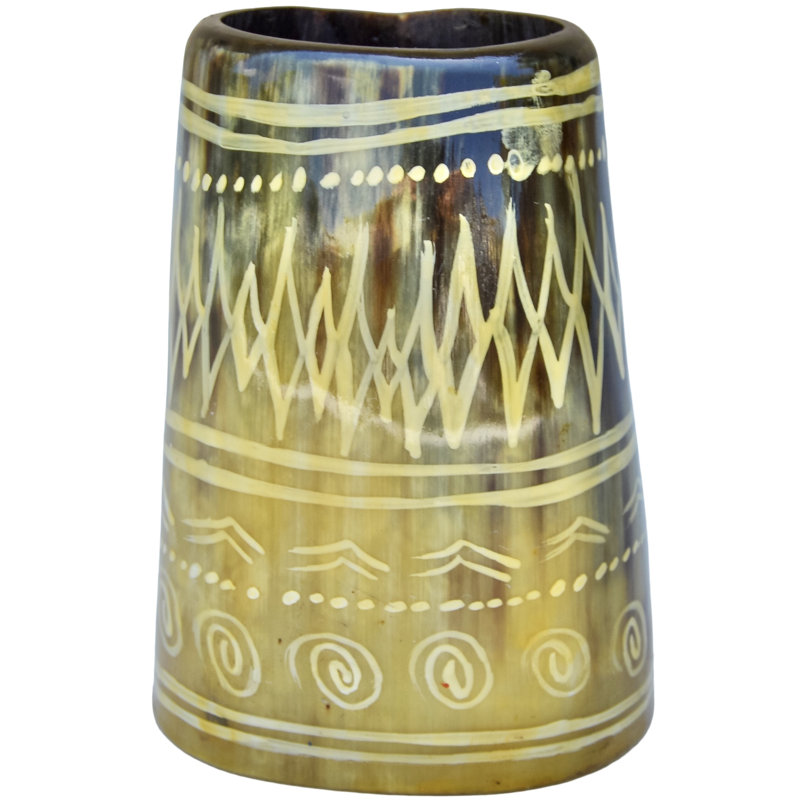 Vintage Handmade West-african Vessel W/ Natural Horn Hues