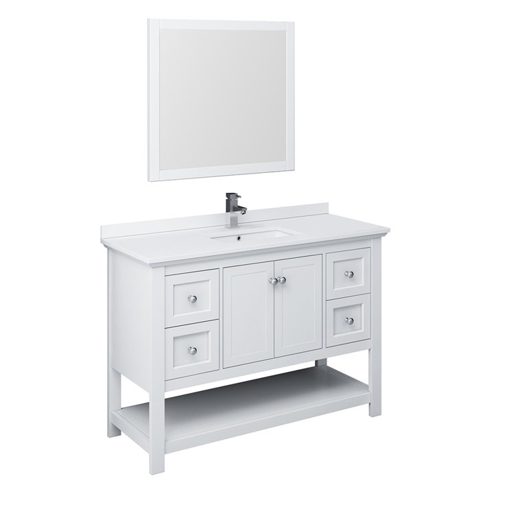 Manchester 48" Freestanding Shaker-Style Single Sink Bathroom Vanity Set with Mirror