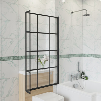 Bethel 1400mm H Pivot Semi-Frameless Bath Screen with Clear Glass