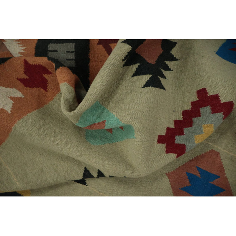 Tapis kilim géométrique fabriqué à la main 9 x 11 pour la décoration intérieure