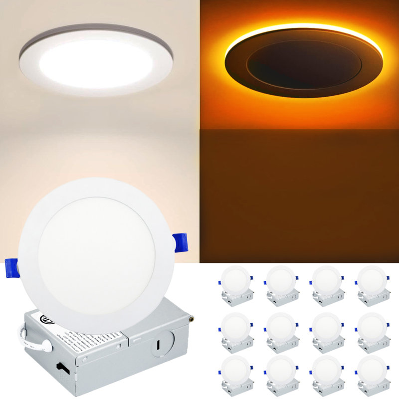 Lumières encastrées multicolores ultra-minces 6inch 1050lume 12w à intensité variable 5cct 2700k-5000k 110-130v écoénergétiques 