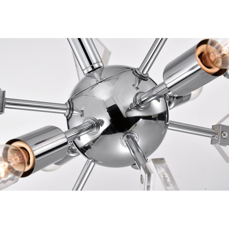Lustre sphérique Spoutnik à 6 lumières Millennia, Chrome et acrylique