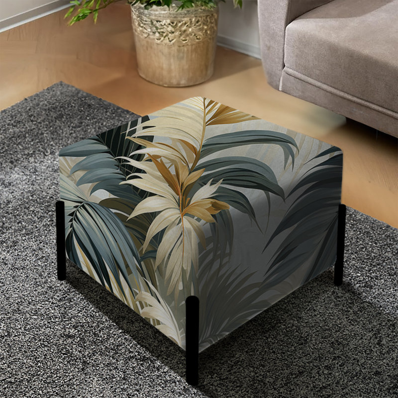 «Whispering Palms», motif tropical II - repose-pieds carré tropical