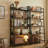 59.2" Ladder Bookcase, Rustic Industrial Wood Bookshelf Bookcase For Living Room, Bedroom, Home Office-1277587665-1277587664