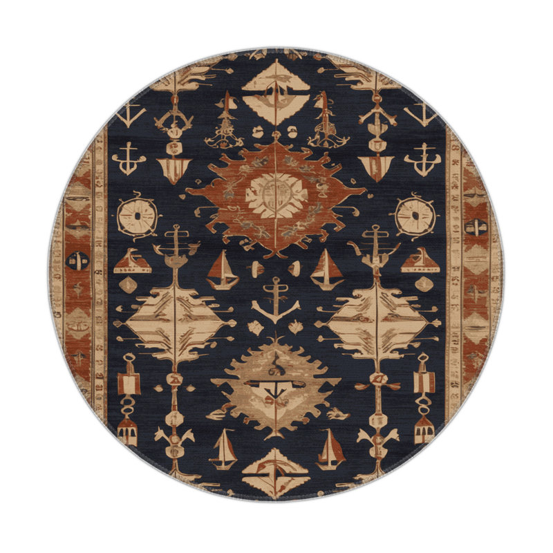 Tapis turc intérieur et extérieur gris, Rond 5 pi
