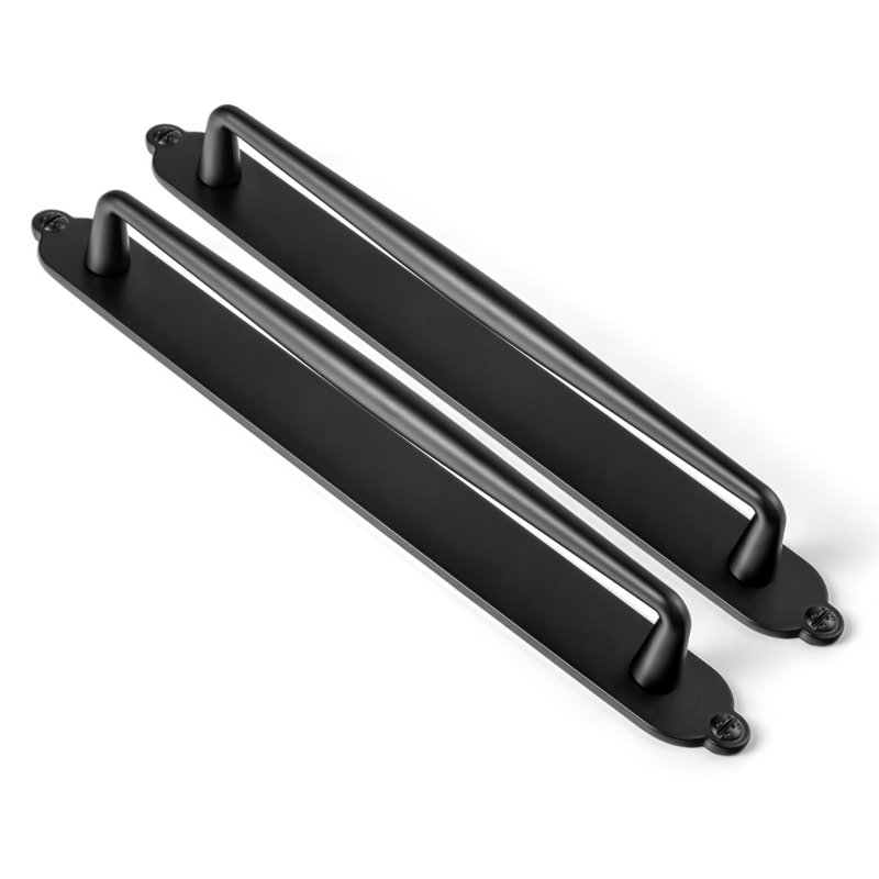 Solid Spindle Bar Pull With Backplate(G013) Multipack, 7 3/5", Black