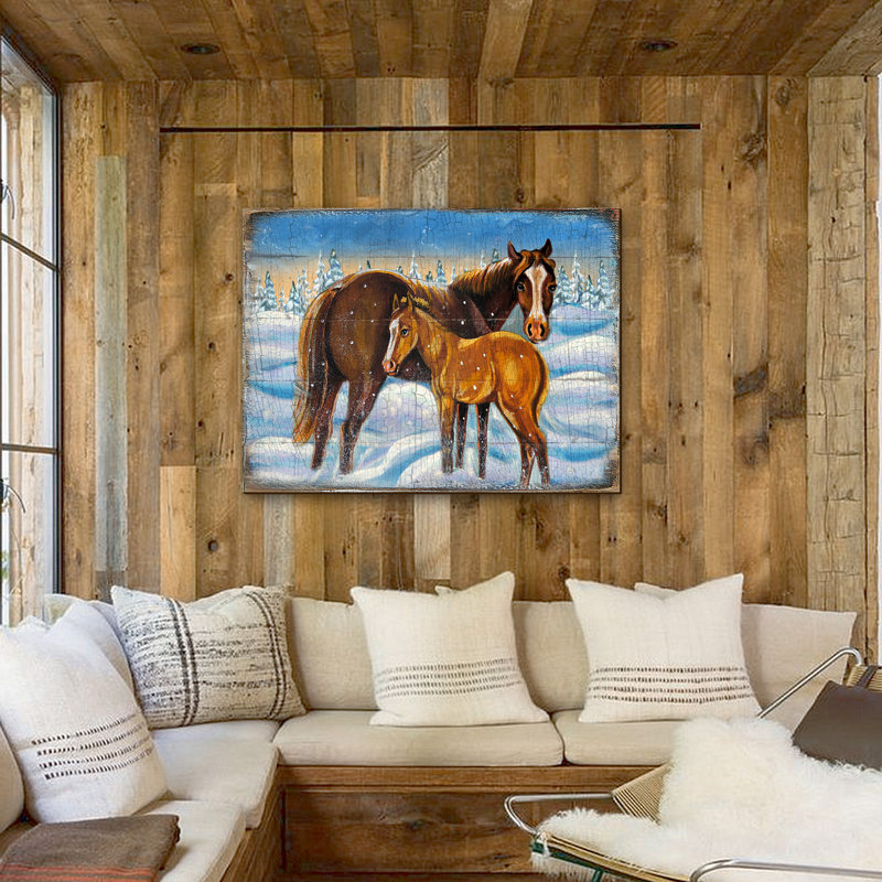 Bloc de bois Getty Horses, H 12 po x l 18 po x P 1 po