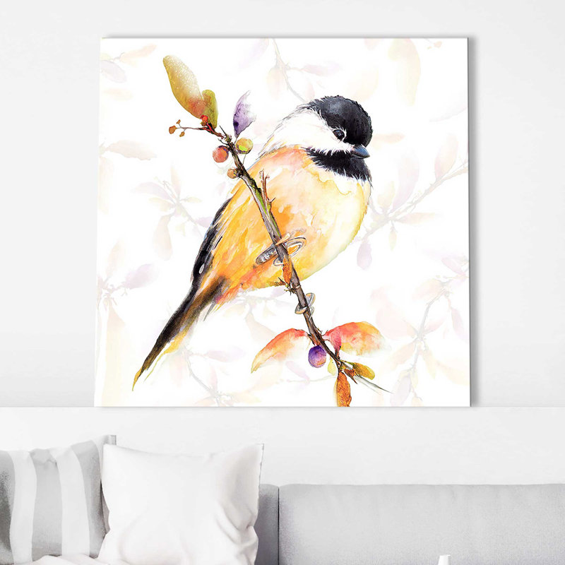 «Watercolor Chickadee IV (Square)» par Diannart Print, Toile tendue, H 18 po x l 18 po x P 1 po
