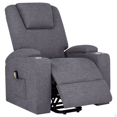 Grey Upholstered Power Lift Massage Chair