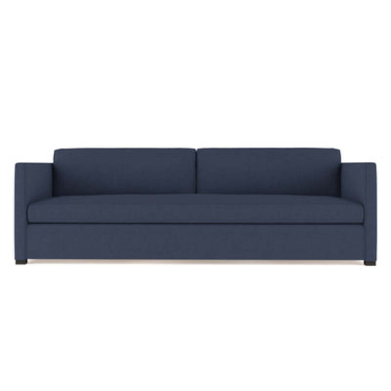 Madison Sofa, Box Weave Linen Blue Print, 33" H x 72" W x 41" D, Ebony