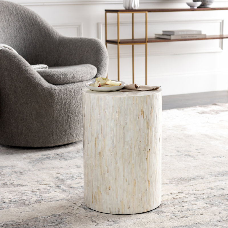 Ilhana Global End Table, Ivory/Gray