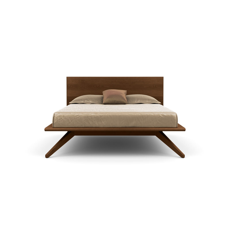 Astrid Solid Wood Platform Bed, Saddle Cherry, King, Conventional