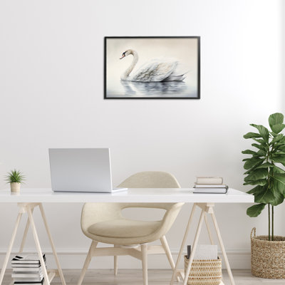 Giclée encadrée de cygne flottant élégant, design par Sasha