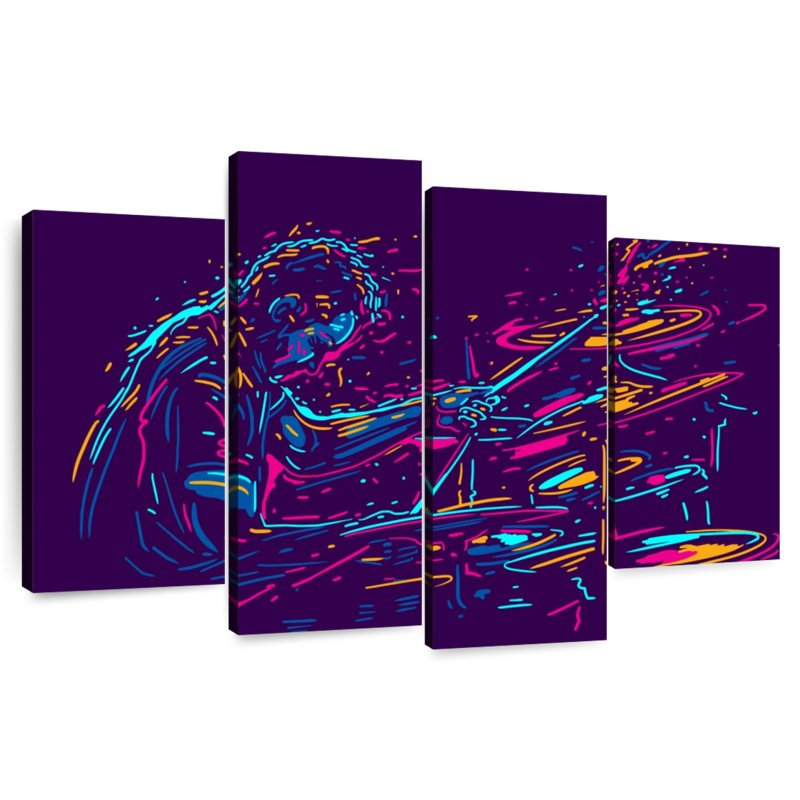 Abarca Abstract Drummer Performing, 22'' H x 36'' W