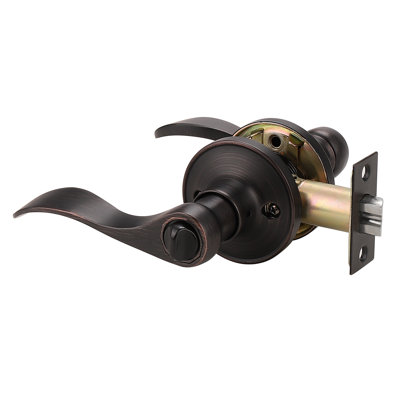 Privacy Door Lever with Round Rosette Keyless Lock