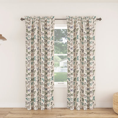 Rasa Butterfly Print Room Darkening Rod Pocket Curtain Panel