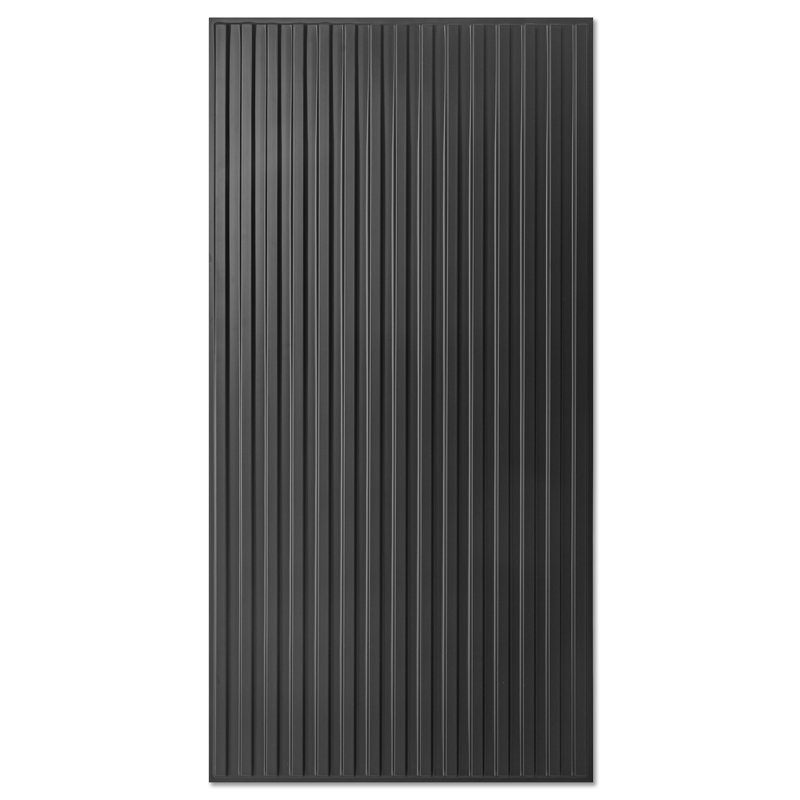 Tuile de plafond 48 po x 24 po en PVC, panneaux muraux 3D à lattes, couvre 96 pieds carrés (Ensemble de 12), Noir