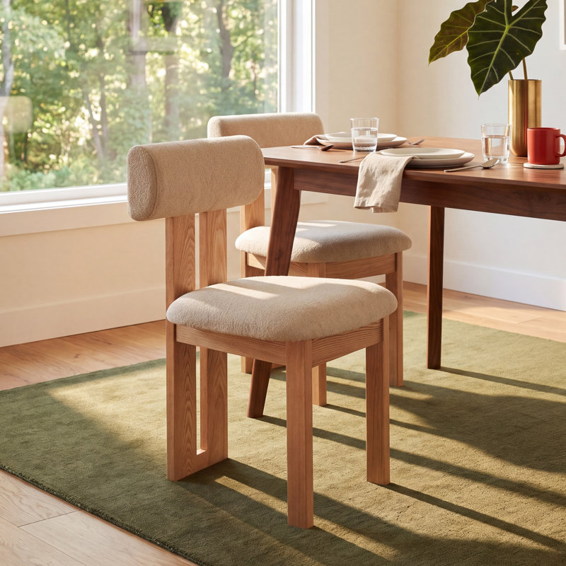 Dellar Boucle Upholstered Back Dining Chair, Tan