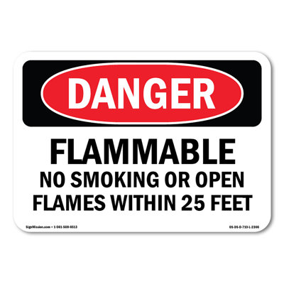 Flammable No Smoking Or Open Flames Within 25 Feet Decal 14" X 10"