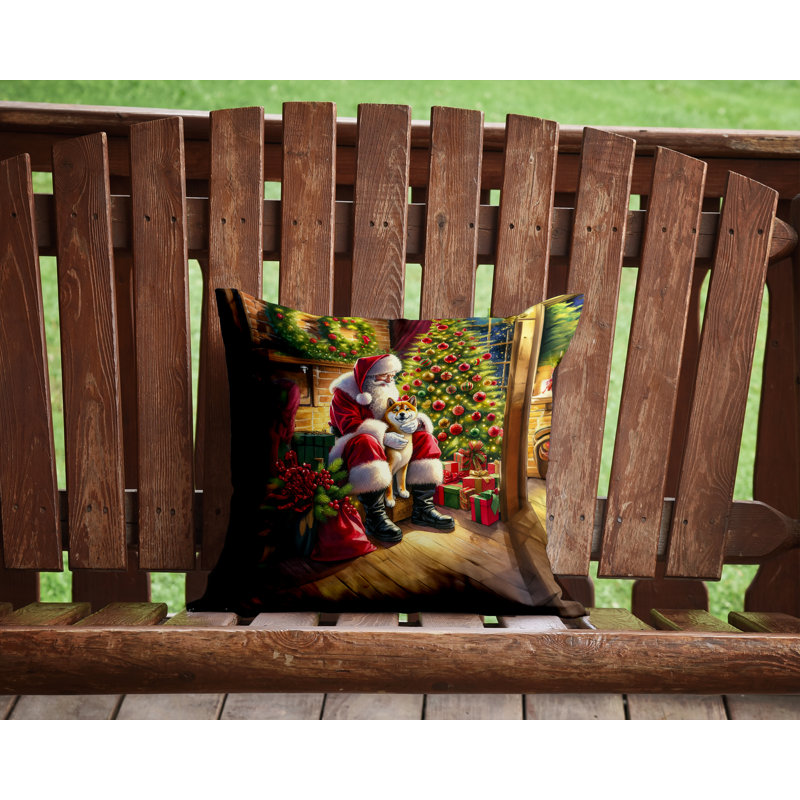 Coussin Shiba Inu and Santa Claus, H 14 po x l 14 po