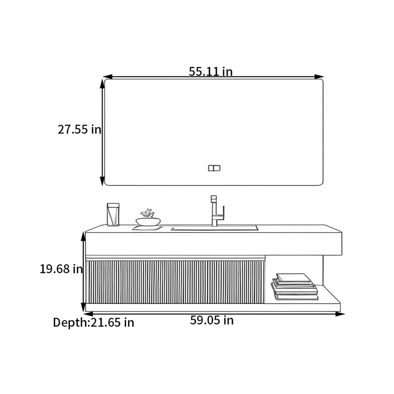 Ahlers, H 19,68 po x l 59,05 po x P 21,65 po