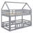 Twin over Twin House Bunk Bed with Fence and Door-1752516842