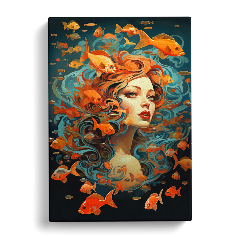 Pisces Zodiac Dadaism - Wrapped Canvas, 60cm H x 40cm W x 3cm D