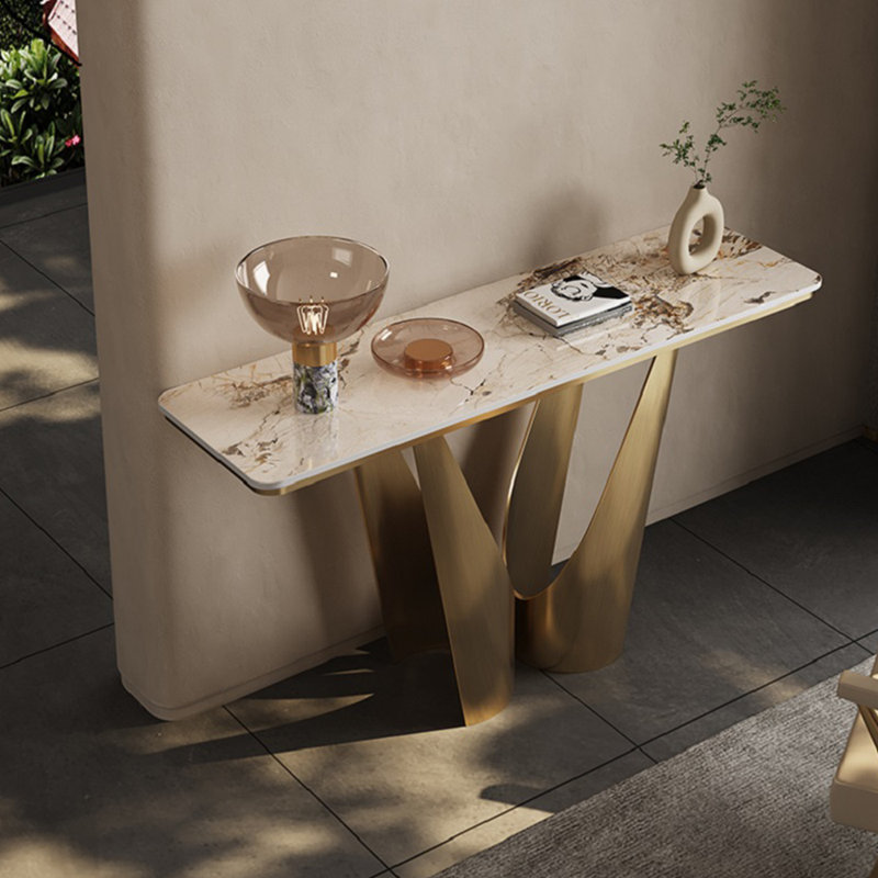 Console légère, luxueuse et moderne, H 33,5 po x l 59 po x P 13,8 po, Doré