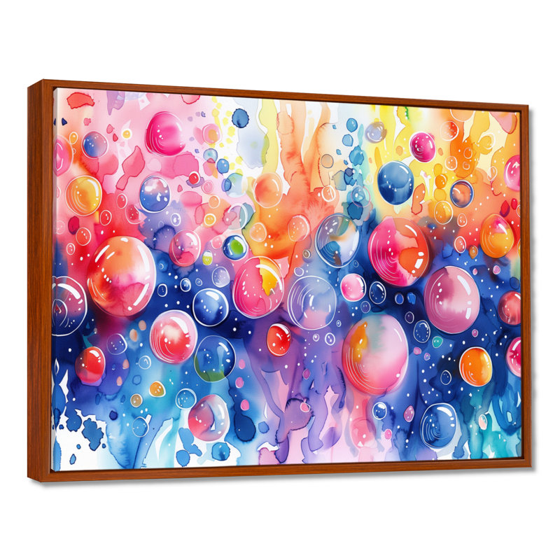 Aquariums roses roses et bleues II - Aquariums, art mural salon, Cadre flottant brun, H 12 po x l 20 po