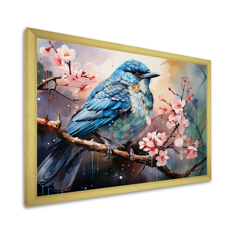 Oiseau aquarelle Auras I - impression d'art mural oiseau, Cadre doré simple, H 30 po x l 40 po x P 1,5 po