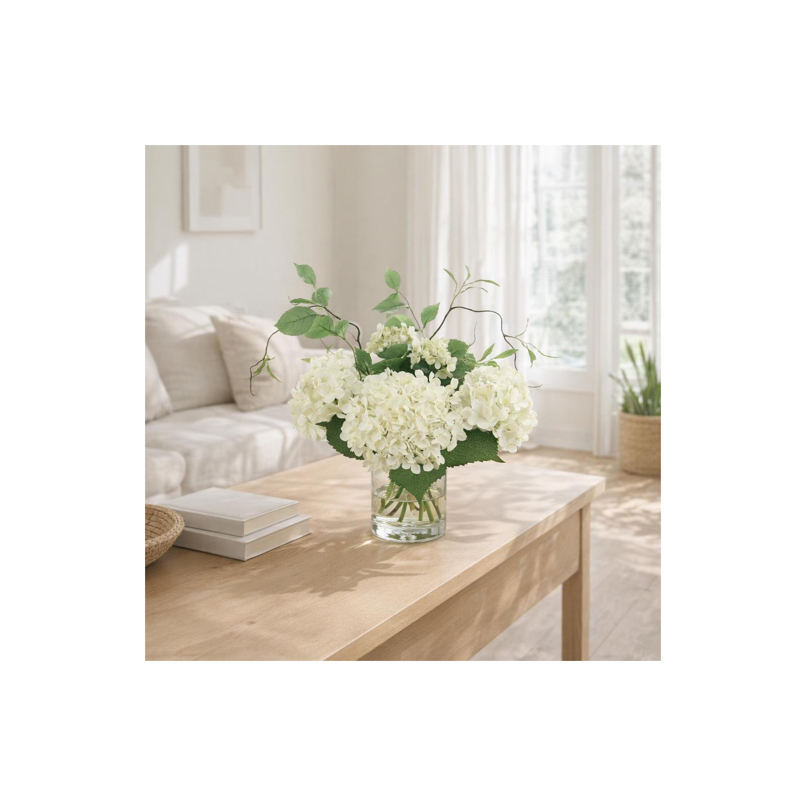 Faux Hydrangea Centerpiece in Vase