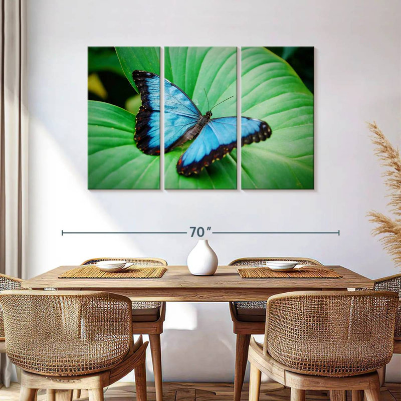 Brampt Blue Morpho On Leaf, 36" H x 57" W