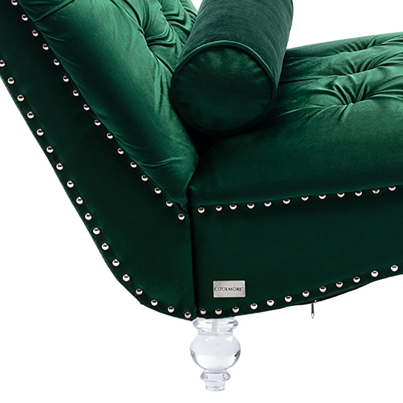 Chaise longue rembourrée en velours Jakolbi Elegant, Velours émeraude