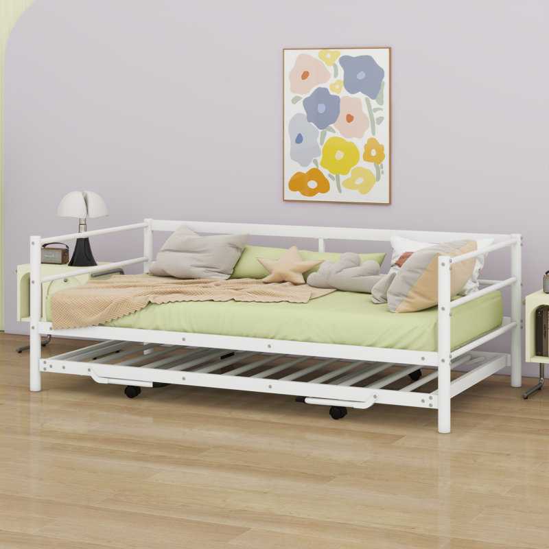 Metal Daybed With LED And Trundle