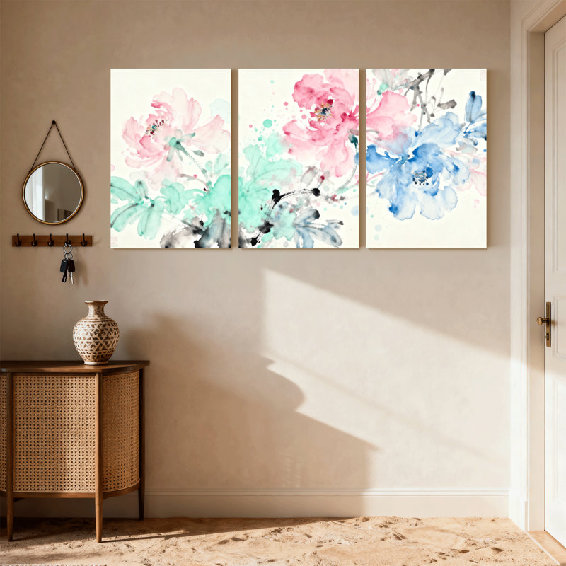 Plantes et fleurs, ensemble de 3 impressions sur toile, H 18 po x l 36 po