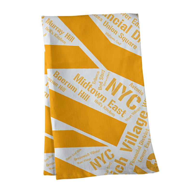 Cotton Tea Towel Kitchen Towel, Black, New York