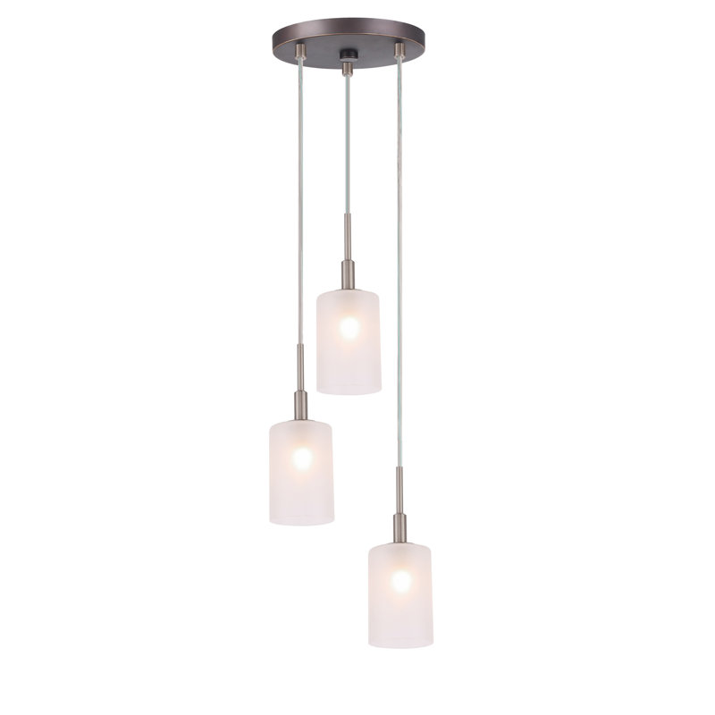 Suspension cylindrique en grappe 3 lumières Herr, Laiton / Bronze, Halogène