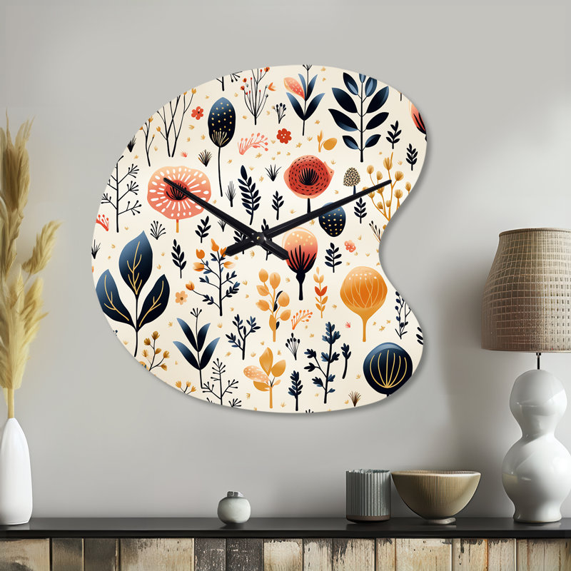 Love In The Wild - corail et fleur beige - horloge florale asymétrique, Grand