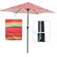 Parasol d'extérieur 9 pi avec rayures rouges - imperméable, décoloration, fabrication en acier élégante, inclinaison à bouton-poussoir-121453883