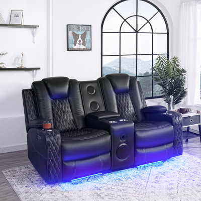 Maaya Wireless Charging Home Theater Seating with Power Recline, Cup Holders, Speakers & USB ports. by Red Barrel Studio